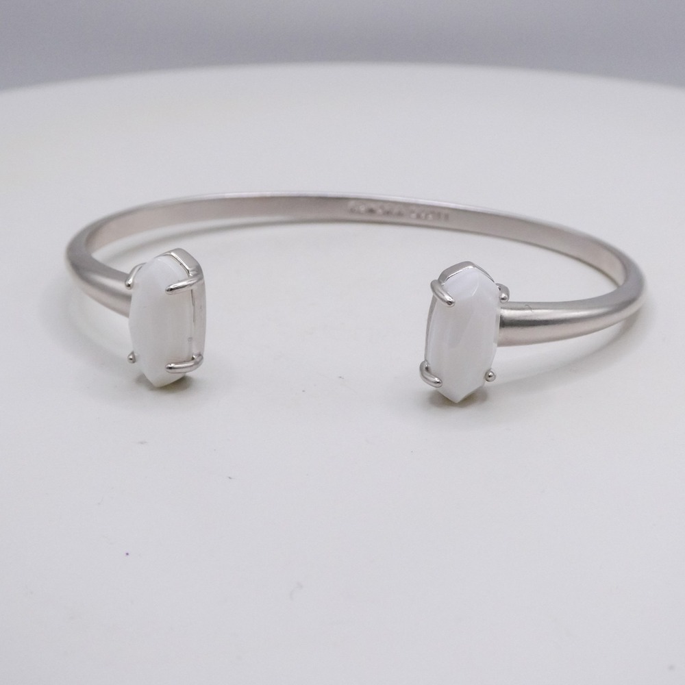 Kendra Scott Edie Original White Stone 7" Womens Cuff Bracelet Silver Tone